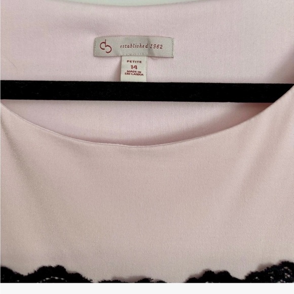 Dress Barn Pink Black Contrast Dress Ladies 14 Bodycon Lace Elegant Feminine - Picture 2 of 11